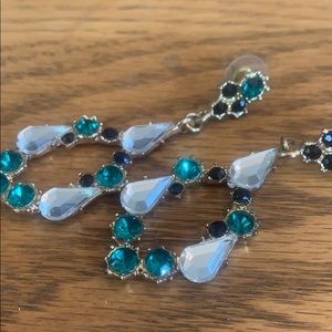 Green gem earrings around 2 inches long